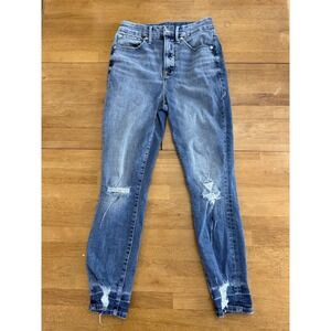 Good American Women's Size 4/27 Distressed High Rise Skinny Ankle Jeans